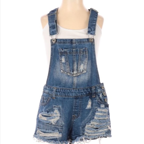 Highway Jeans Denim - Highway Jeans Distressed Denim Bib Overalls